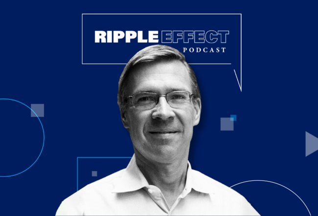 Headshot of Witold Henisz in front of Ripple Effect podcast logo for his episode on his book Geostrategy by Design
